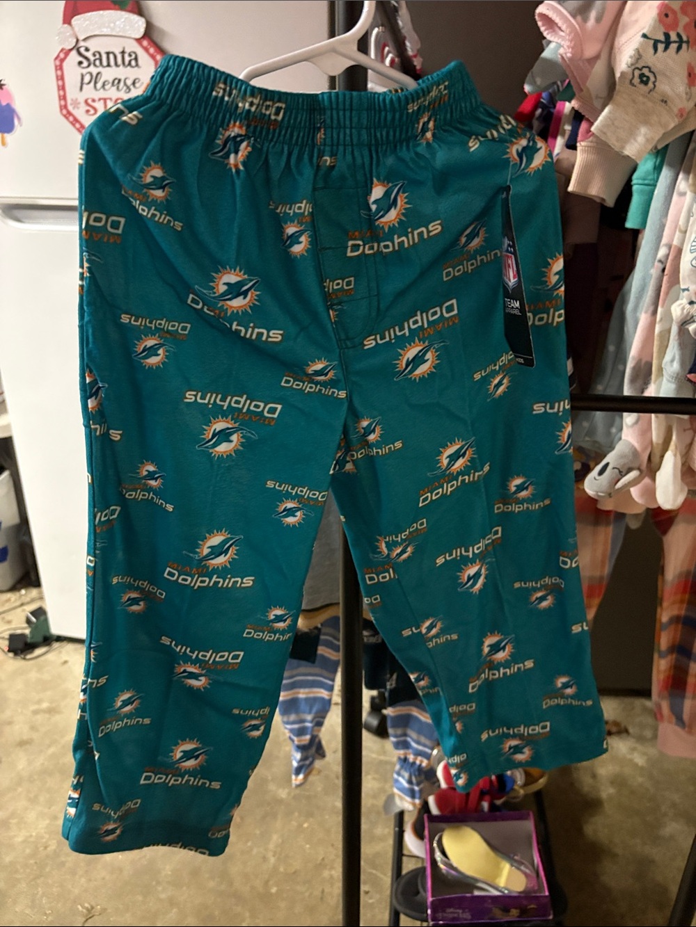 Nwt size 4 Miami Dolphins Teal Logo polyester, pajama Pants